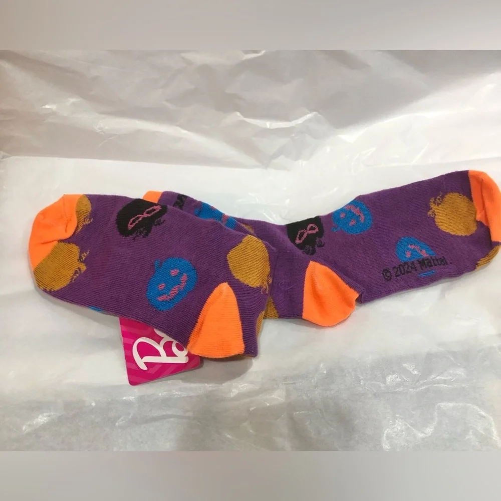 Barbie jack o lantern print  black halloween socks size 9-2.5 new‎
